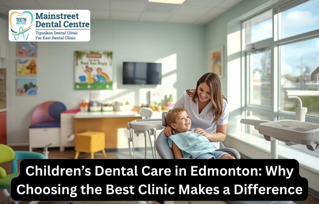 children dentist providing dental checkup for kid in Edmonton
