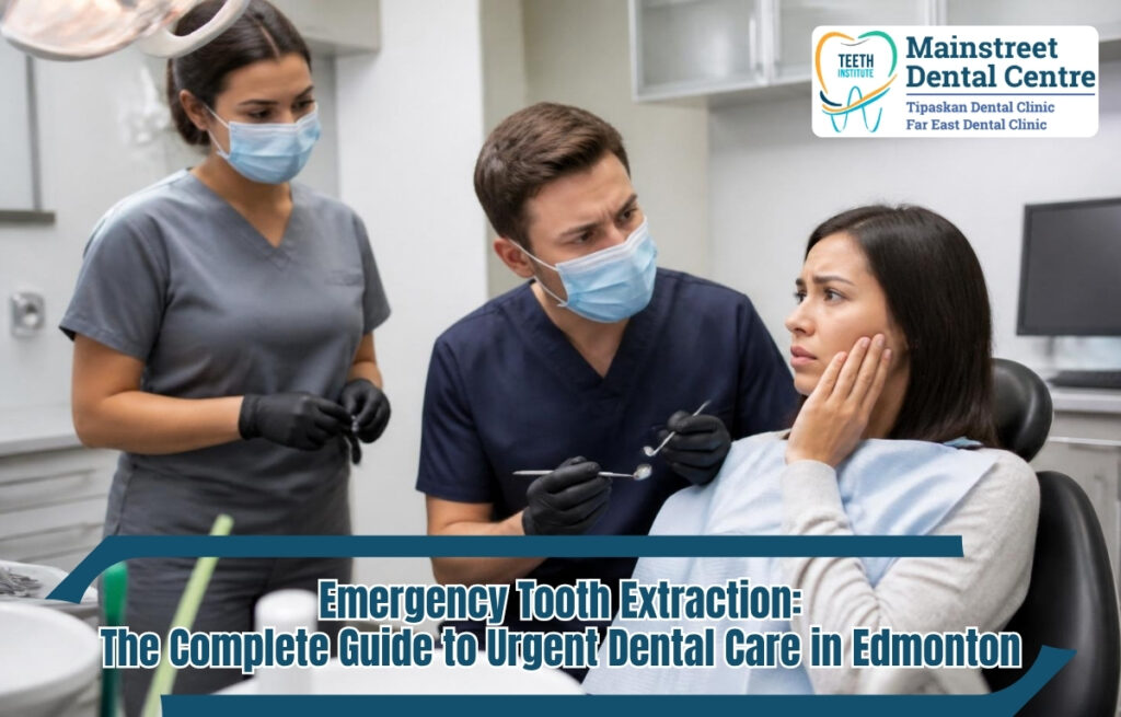 Emergency dental extraction procedure at Main Street Dental Clinic Edmonton
